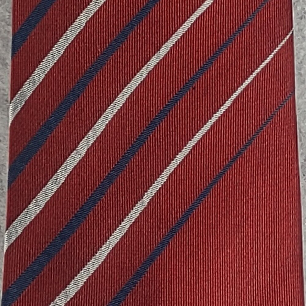 PGA Tour Men's Red, Blue, Silver Striped 100% Silk Necktie - Picture 3 of 9